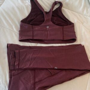 Lululemon Athletica Maroon Sports Bra and Leggings Set